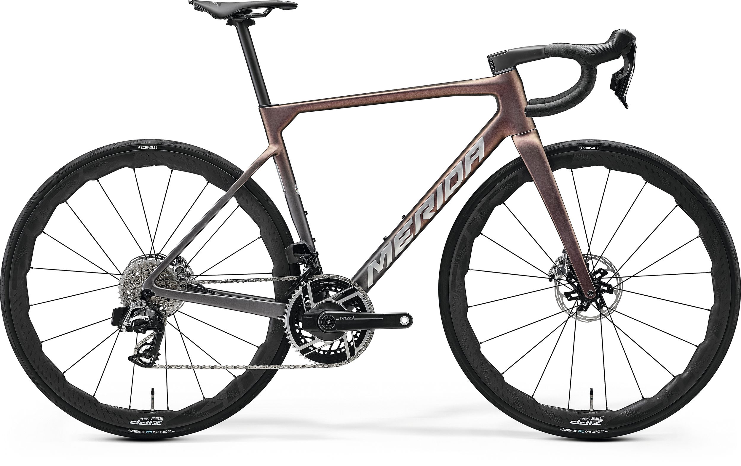 Merida SCULTURA 10K Carbon Rennrad Sram Red AXS – silk rainbow purple/grey(flash bcp)