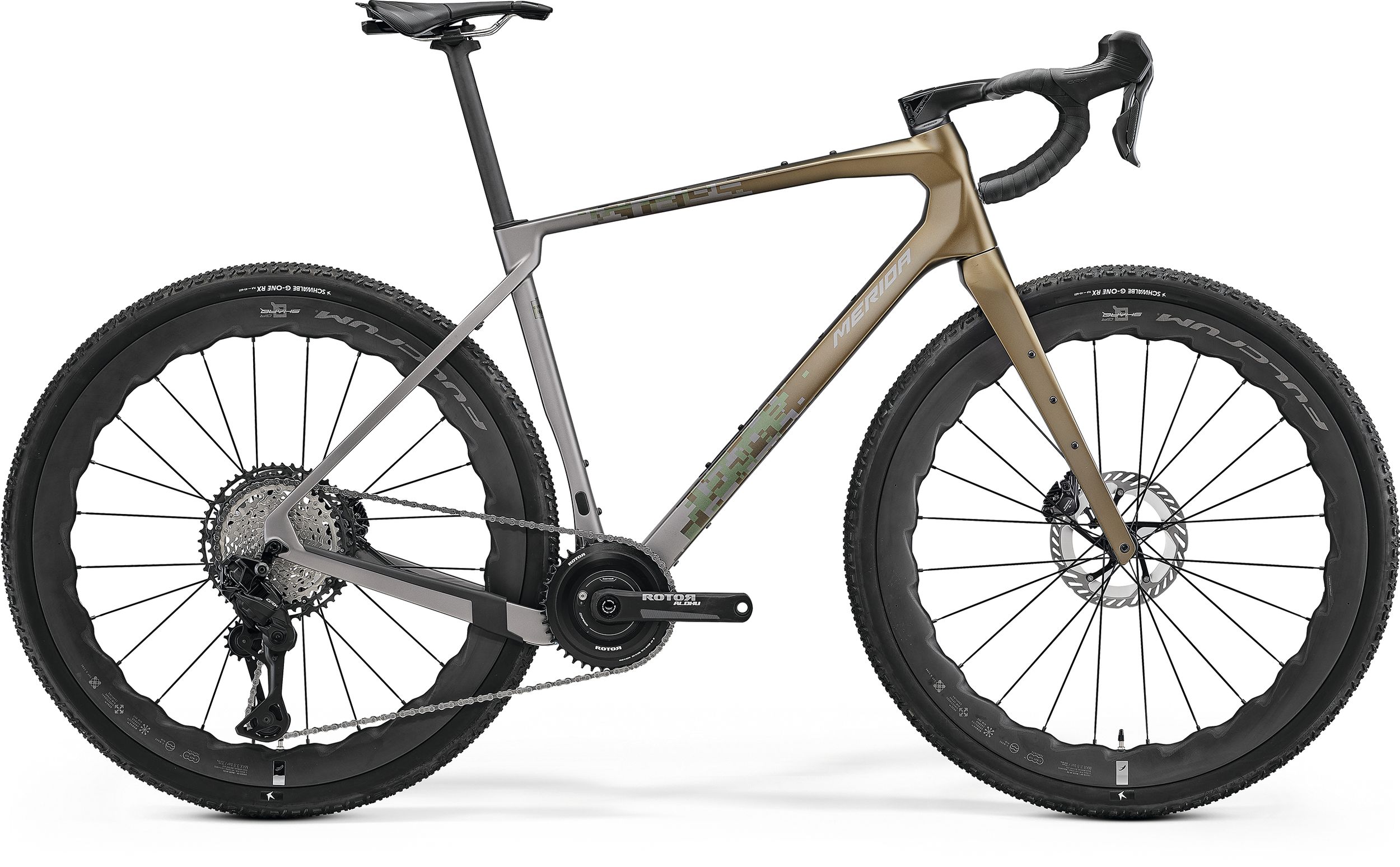 Merida Silex RS 9000 Carbon Race Gravelbike Shimano GRX 825 Di2 – silk gold/slate grey(green)