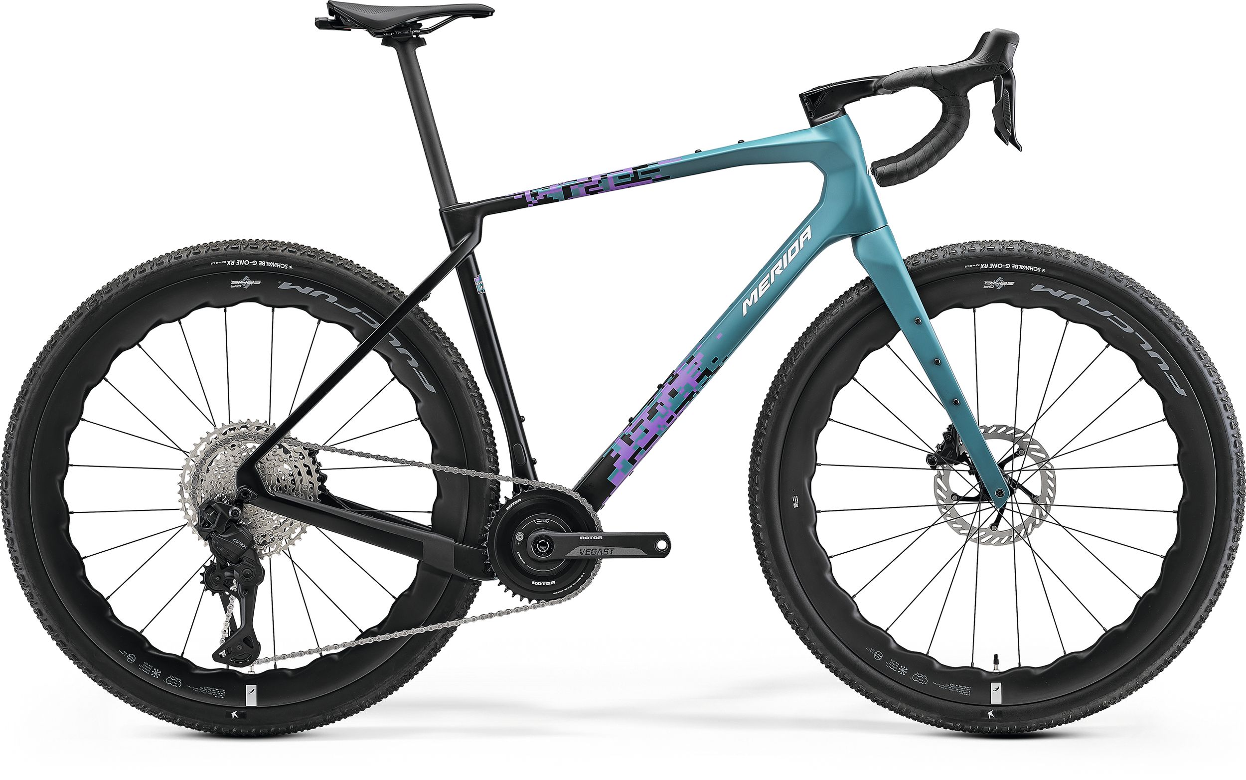 Merida Silex RS 7000 Carbon Race Gravelbike Shimano RX 717 Di2 – silk teal/black(purple)